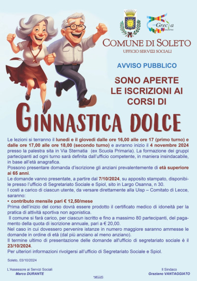 ISCRIZIONE CORSI GINNASTICA DOLCE 