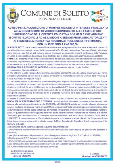 Avviso per l’acquisizione di manifestazione di interesse finalizzato al...