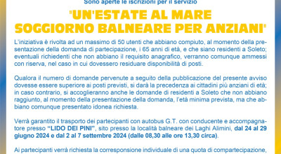 “UN’ESTATE AL MARE – SOGGIORNO BALNEARE PER ANZIANI”